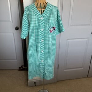 Women's Mickey & Co. Robe Size L Green White Plaid